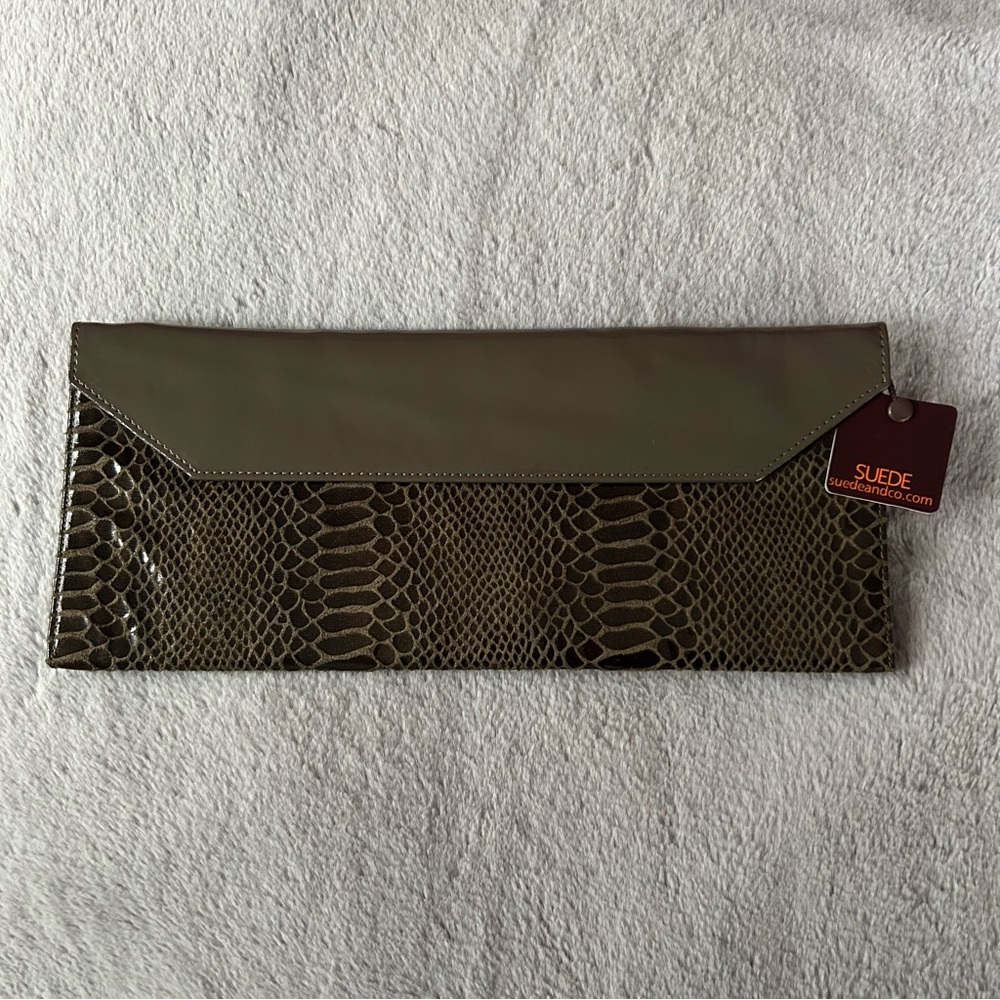 Suede hand bag in the colour gray/green